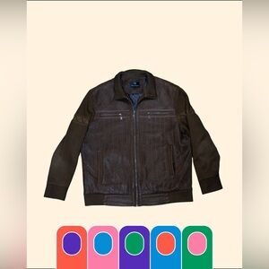 Men's Dark Brown Bomber Jacket with Knit Sleeves